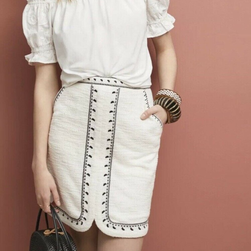 Anthropologie Dolan Left Coast Embroidered Tulley Textured Mini Skirt XS RV $98